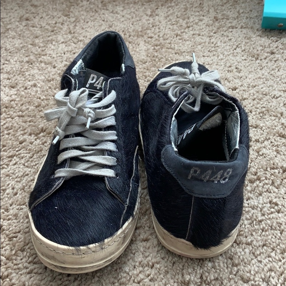 P448 navy fur sneakers